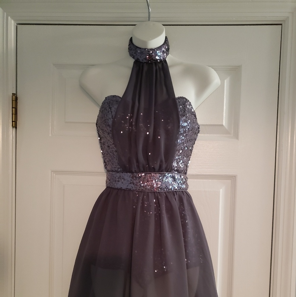 Short grey sequins homecoming dress/romper